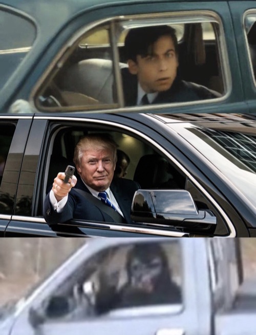 Car battle (Bigfoot, Trump, Umbrella Academy) Blank Template Imgflip