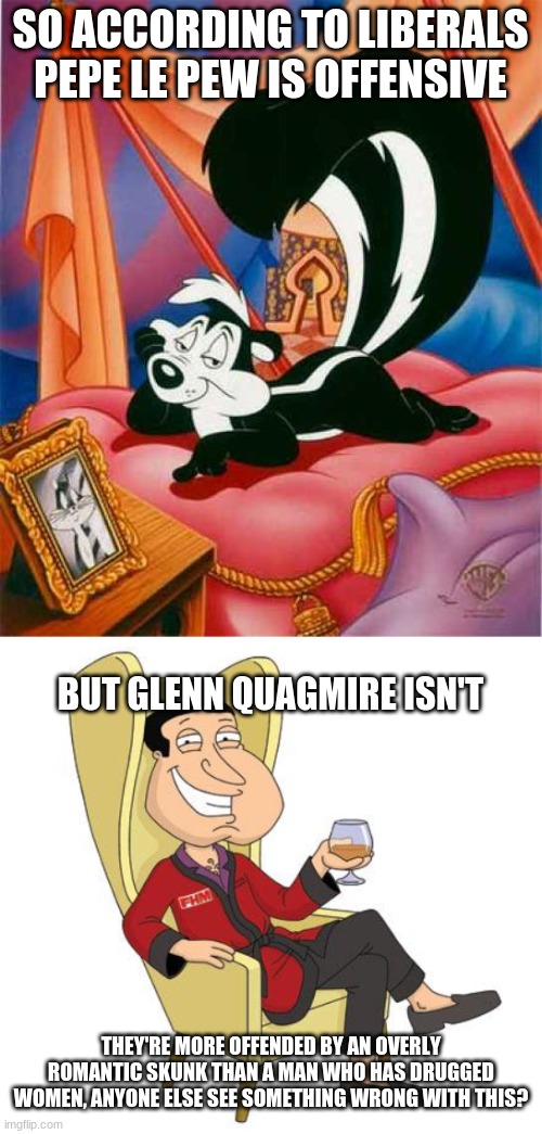 Image tagged in pepe le pew,quagmire,cancel culture Imgflip