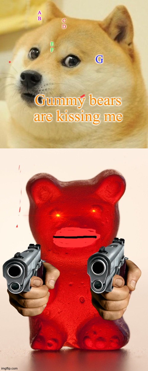 Image tagged in memes,doge,yummy gummy bear Imgflip