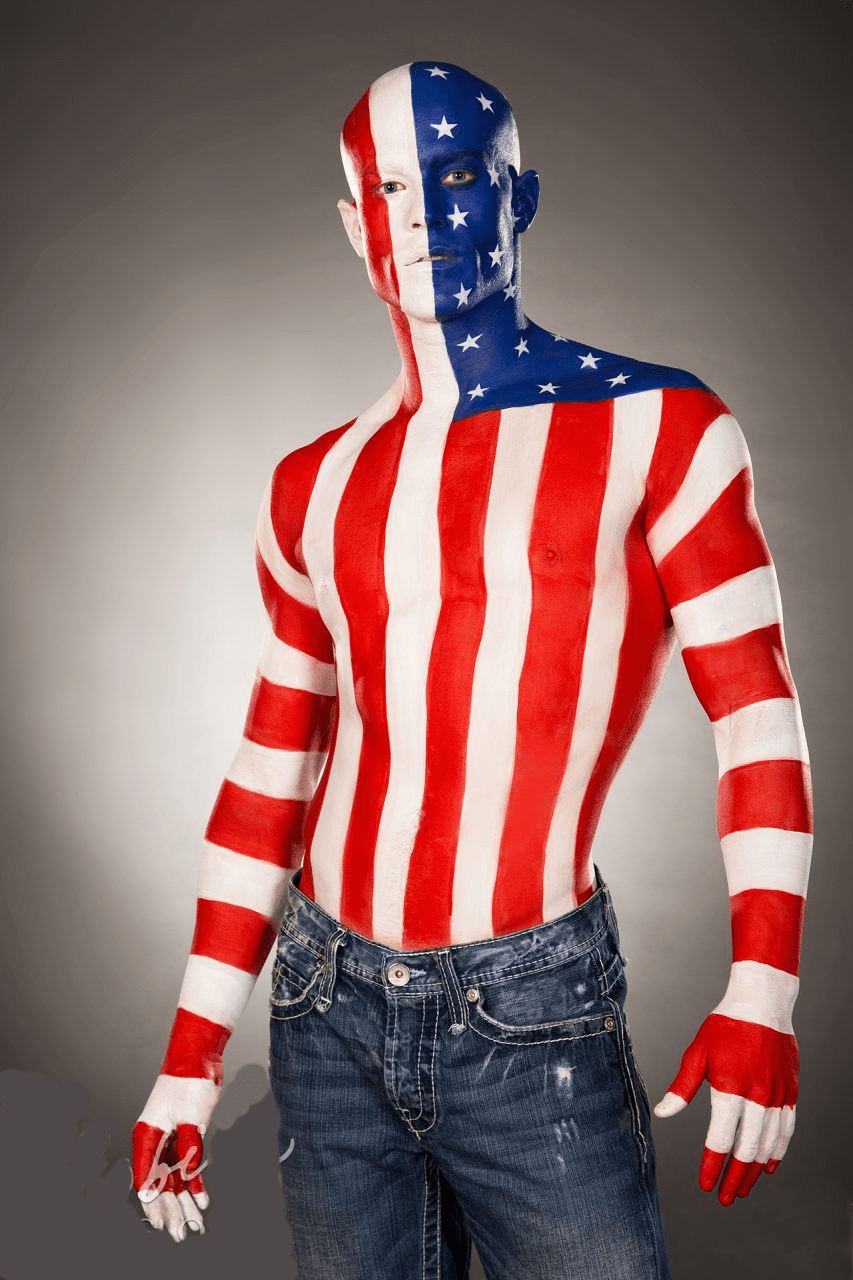 Red White Blue US Flag Body Paint Man Blank Template Imgflip