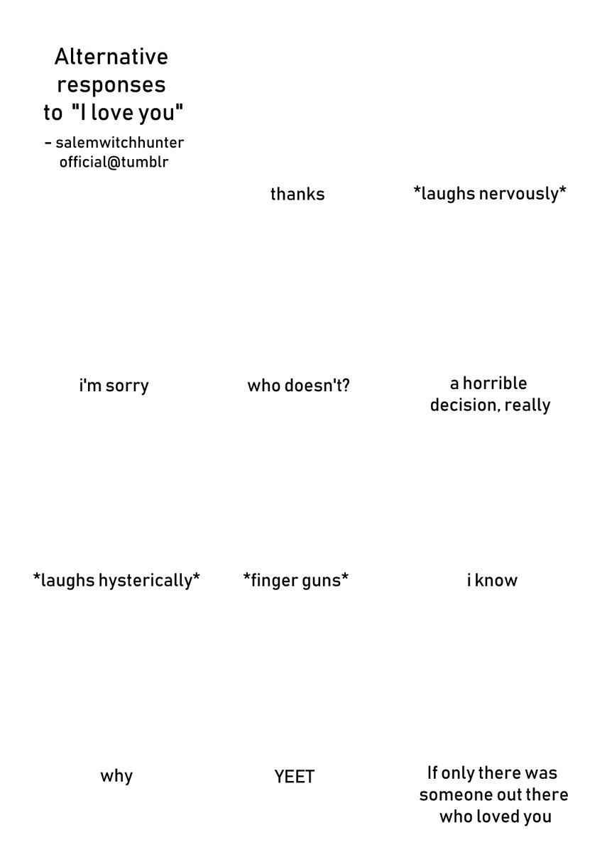 Alternative responses to "I love you" Blank Template Imgflip