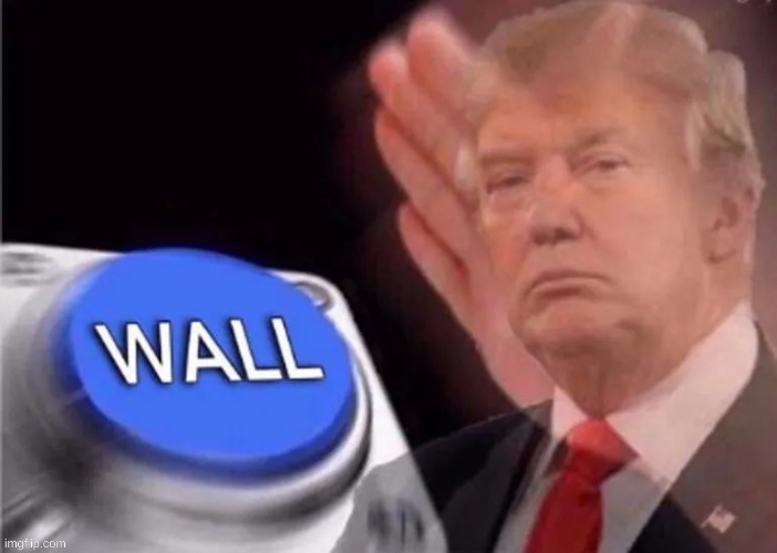 Image tagged in trump wall button,memes,donald trump,trump,wall