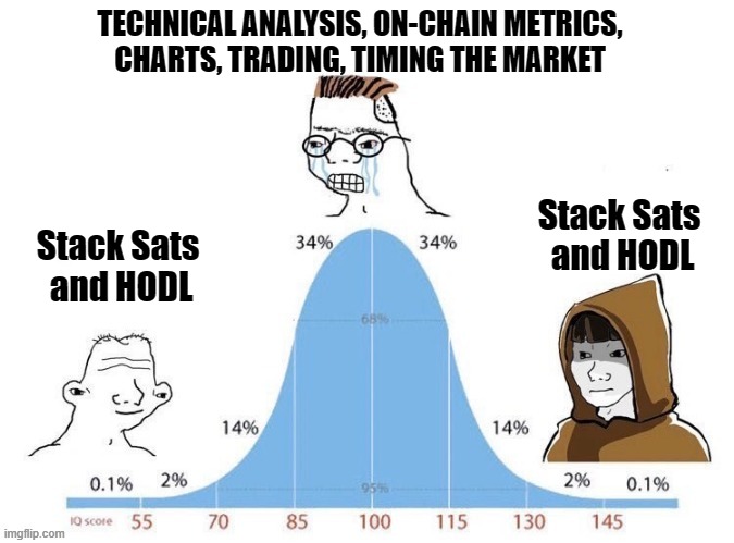 Bitcoin IQ bell curve stack sats and hodl Imgflip
