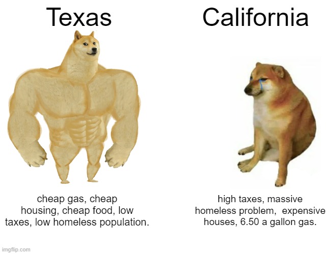 Texas vs California Imgflip