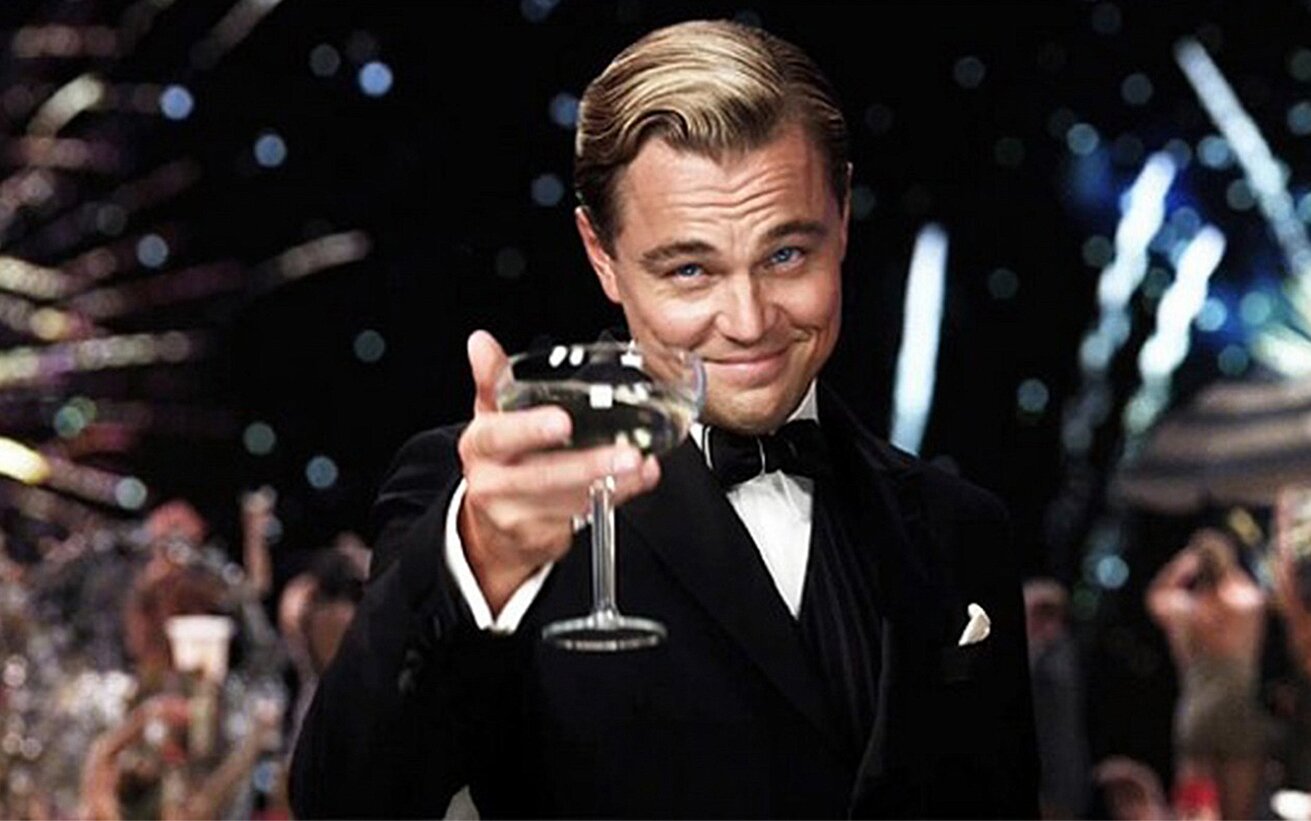 Leonardo DiCaprio raise glass Memes Imgflip