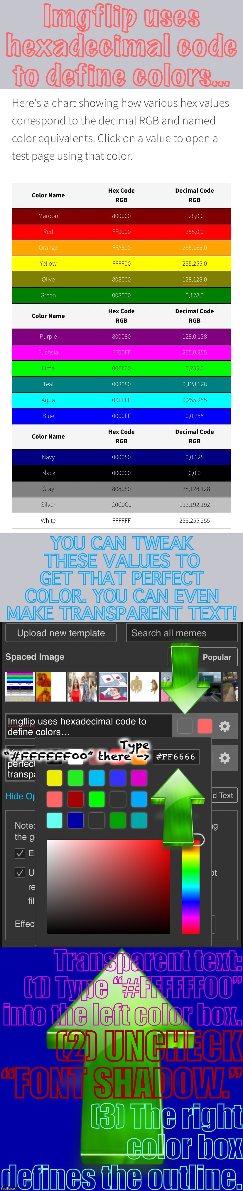 How to get transparent text and define colors with