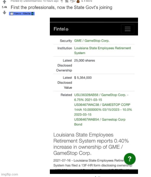 Louisiana State Employee Retirement now with 25k shares of GME