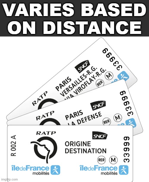 ÎledeFrance point to point ticket (RER ticket)