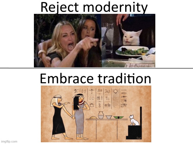 The template is a bit ironic because Egyptians worship cats Imgflip