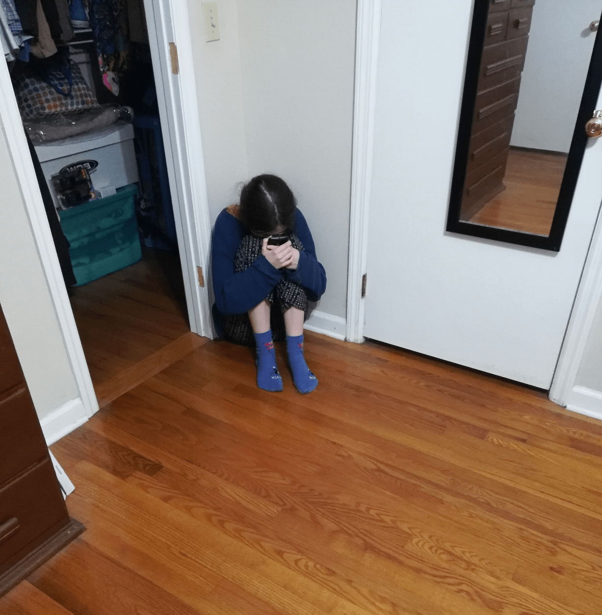 Teen Crying in Corner with Phone Blank Template Imgflip