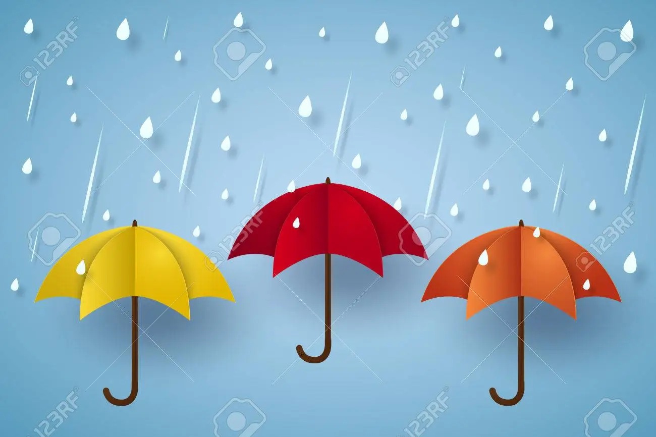 Three (3) umbrellas in rain Blank Template Imgflip