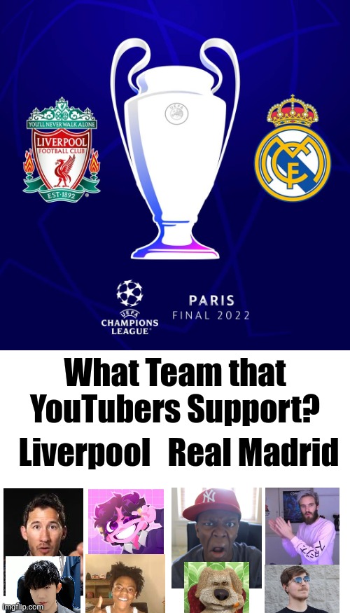 Random Liverpool vs Real Madrid UCL Final Meme with Youtubers Imgflip