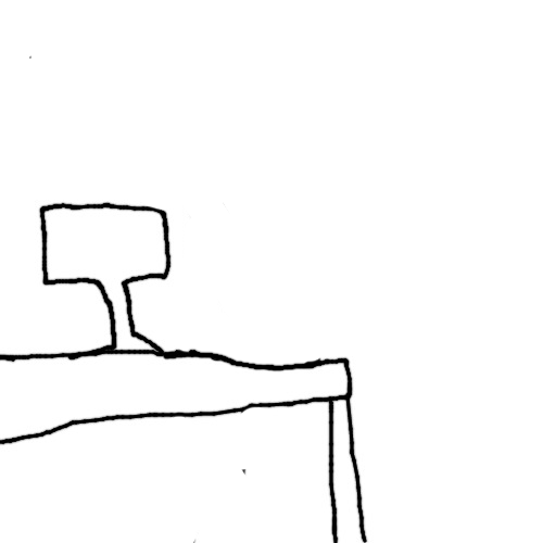 Blank Black and White table and computer for character reactions Blank