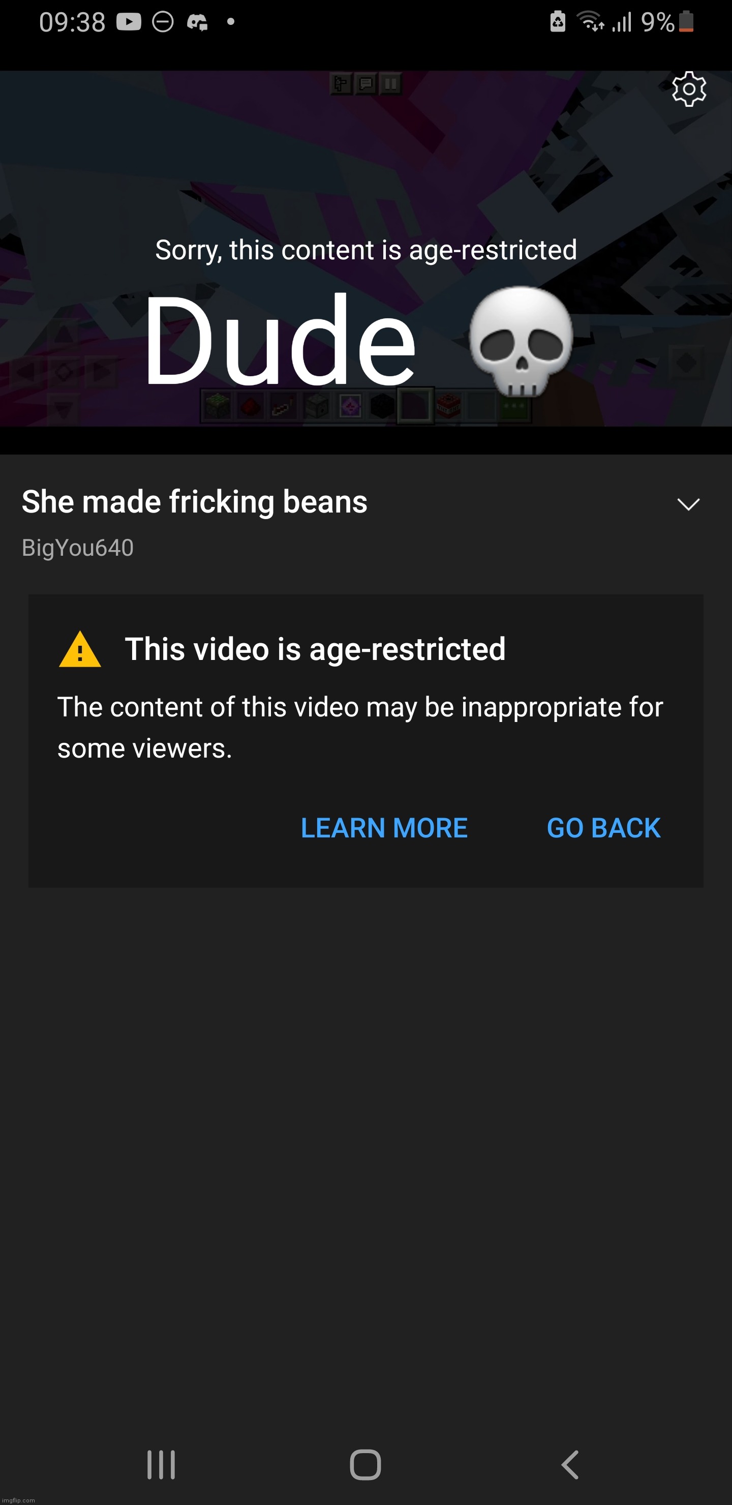 Agerestricted video (based on Community Guidelines) skull Imgflip