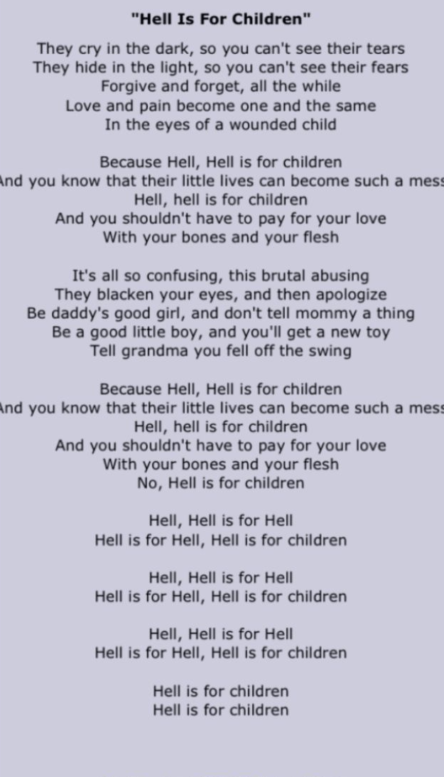 Hell is for Children lyrics Blank Template Imgflip