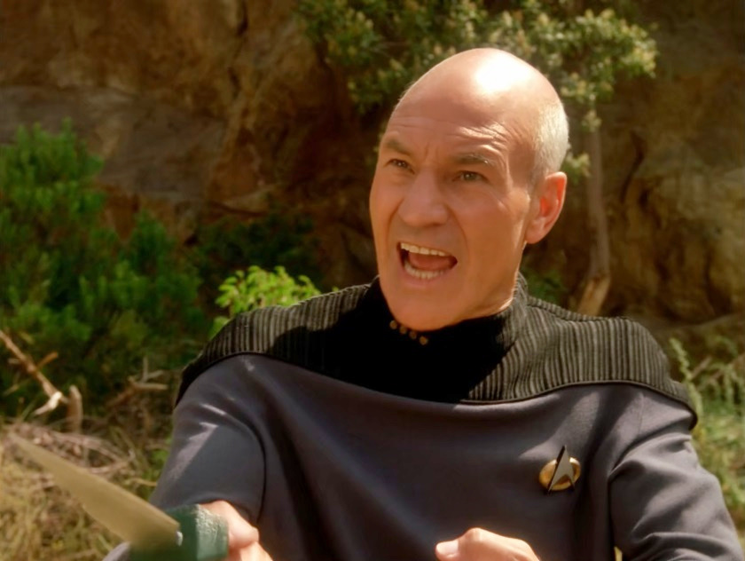 Picard Yelling Angry with a Knife Memes Imgflip