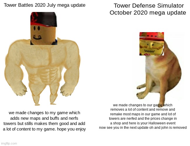 Tower Battles vs Tower Defense Simulator 2020 mega updates Imgflip