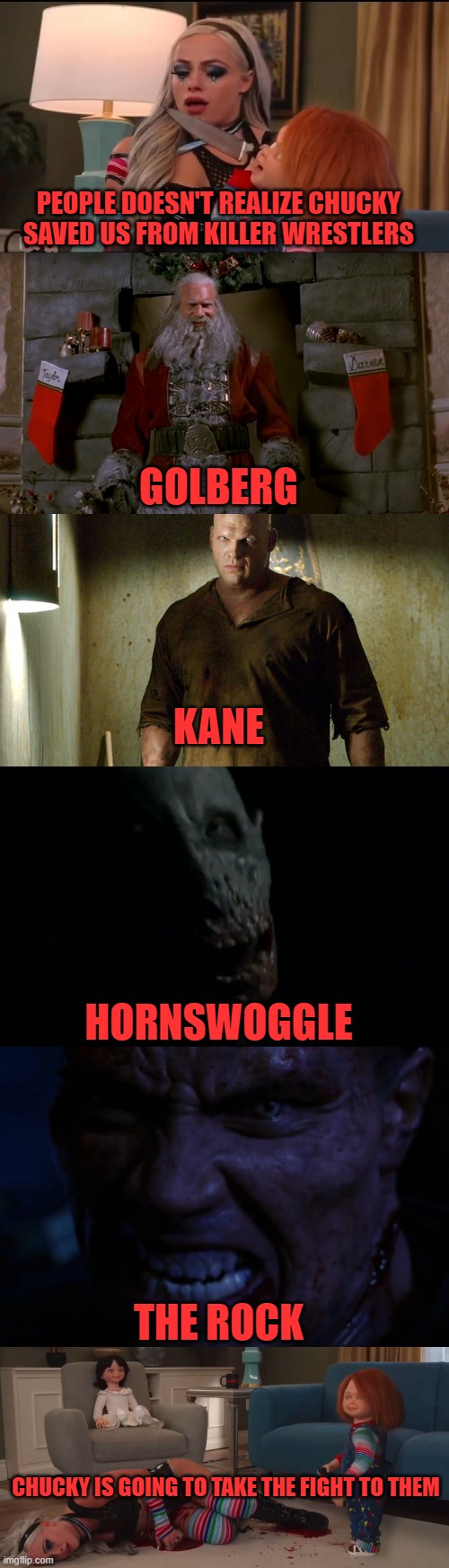 Image tagged in wrestlers,chucky,horror Imgflip