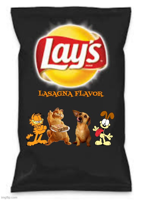 if garfield was on a bag of potato chips Imgflip