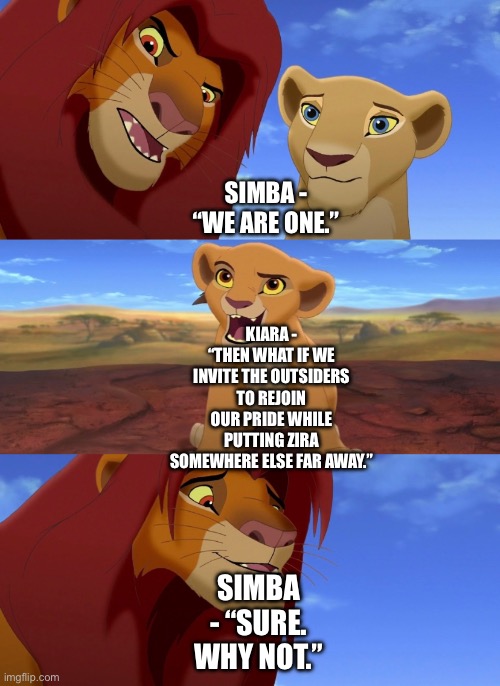 What if Simba invites the Outsiders to rejoin his Pride (The Lion King