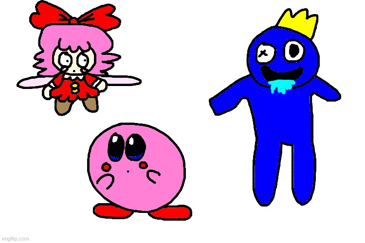 Kirby and Ribbon meets Blue (from Rainbow Friends) Imgflip