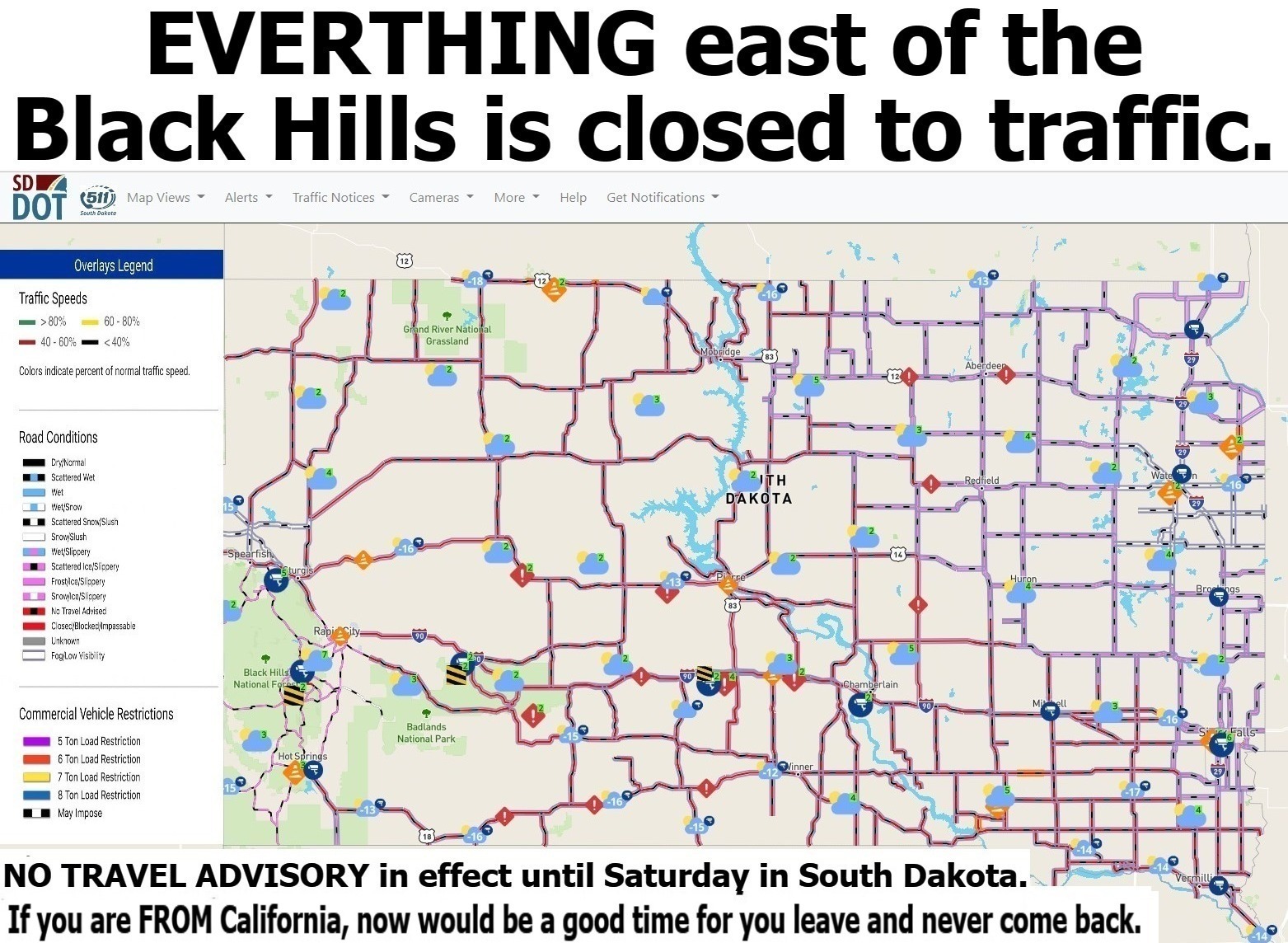 South Dakota Winter Weather Travel Advisory Imgflip
