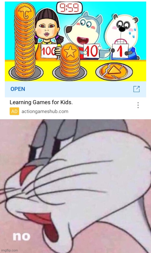 Image tagged in bugs bunny no,memes,youtube ads,weird stuff Imgflip