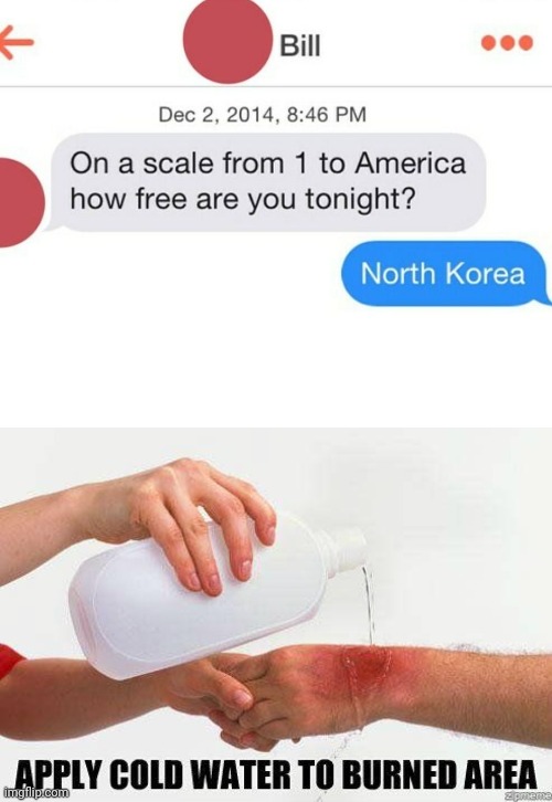 Image tagged in apply cold water to burned area,burn,oof,rare,insults Imgflip