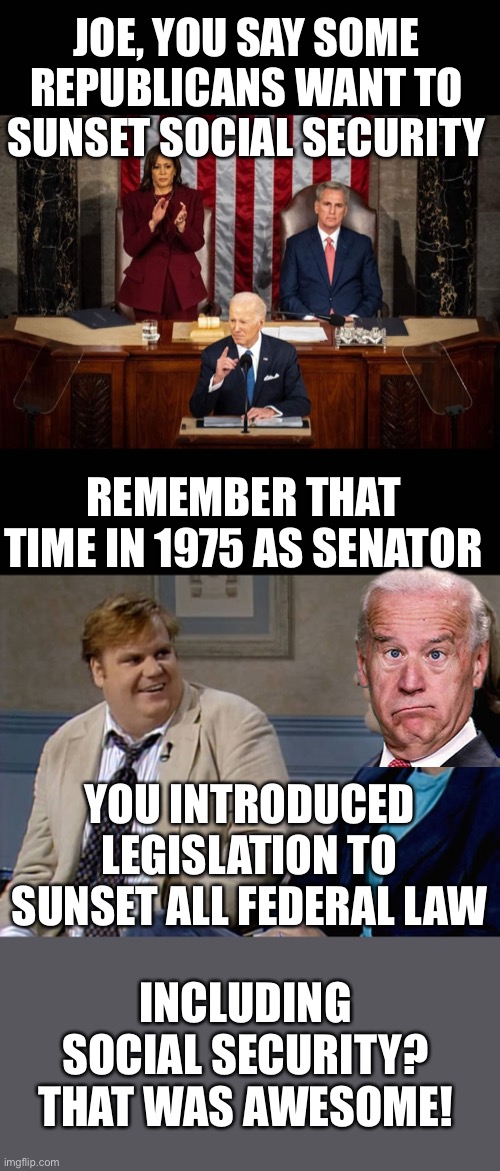 Biden INTRODUCED legislation to sunset federal laws every 4 years