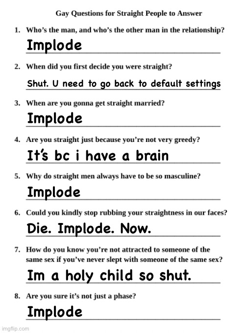 Gay Questions for Straight People Imgflip