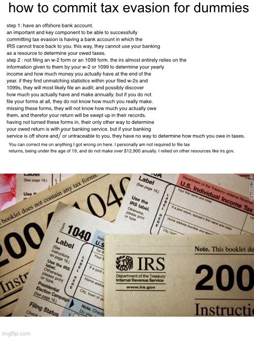 How to Commit Tax Evasion For Dummies Imgflip