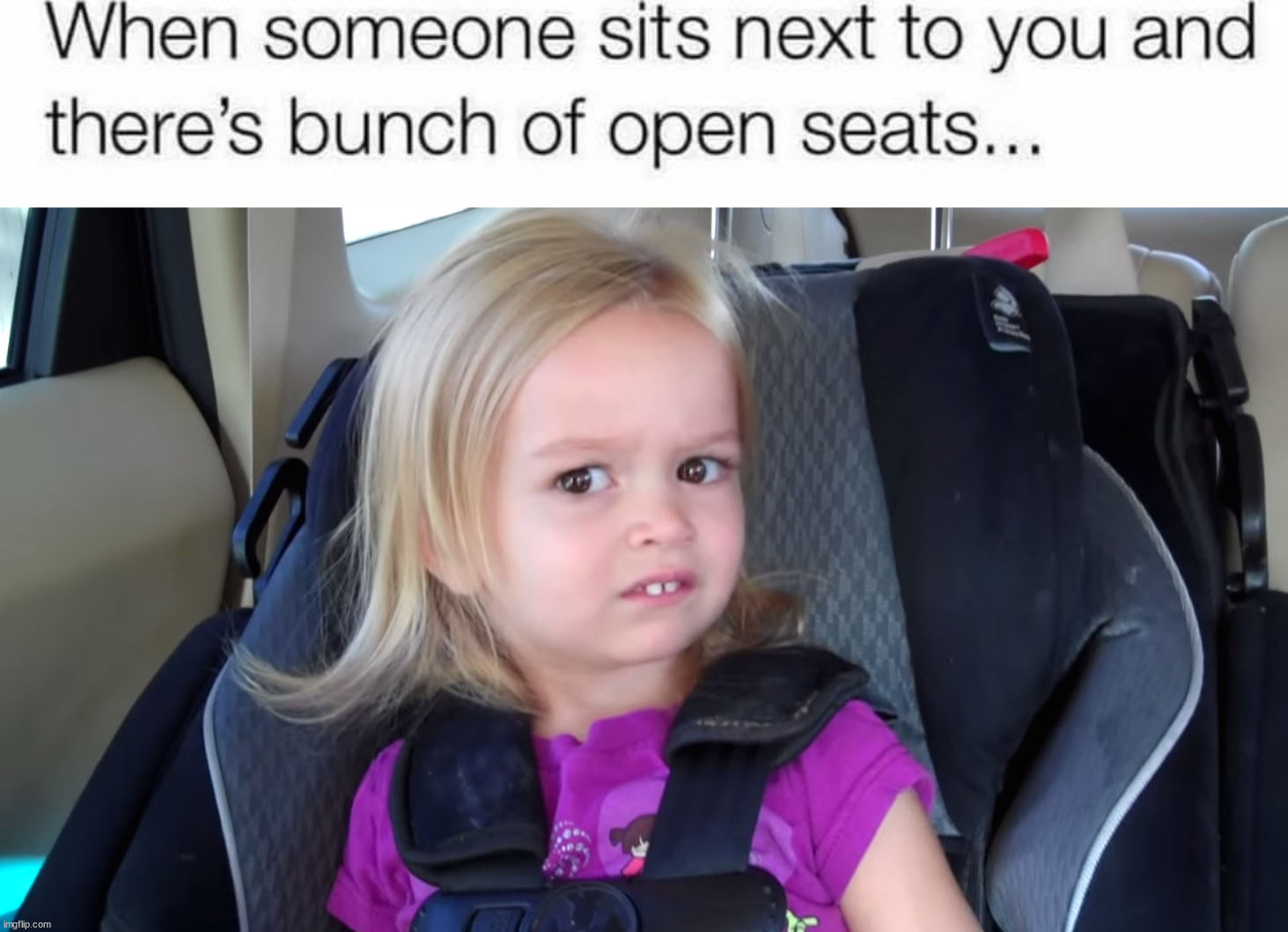 Image tagged in girl in car seat Imgflip