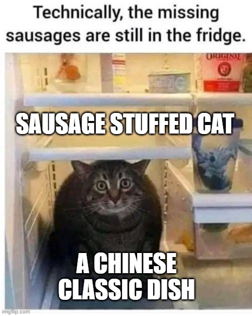 Sausage stuffed cat Imgflip