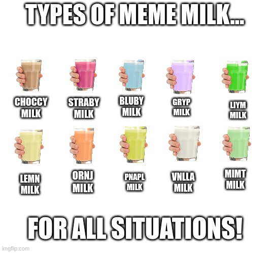 Image tagged in milk,meme,choccy milk,straby milk Imgflip