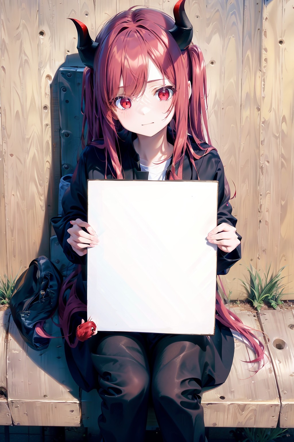 Anime girl holding sign Blank Template Imgflip