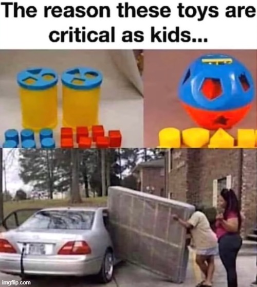 Image tagged in toys,blocks,mattress,car Imgflip