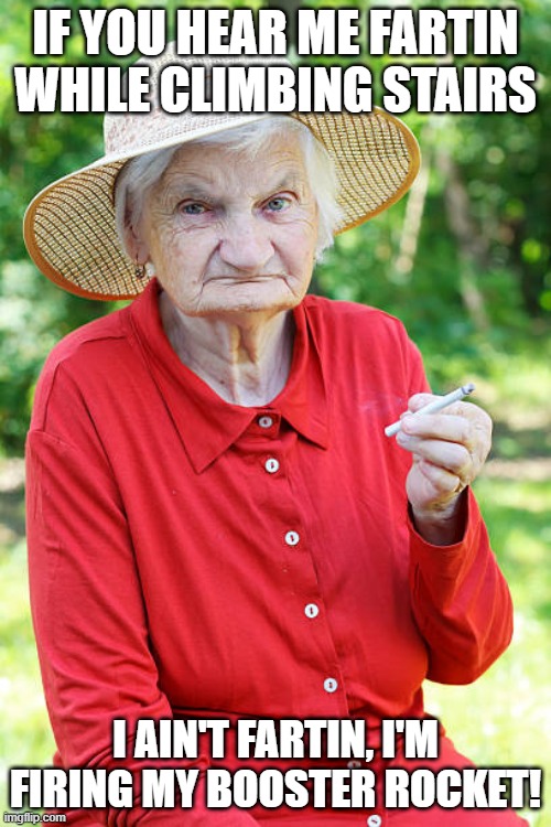 elderly farting while climbing stairs Imgflip