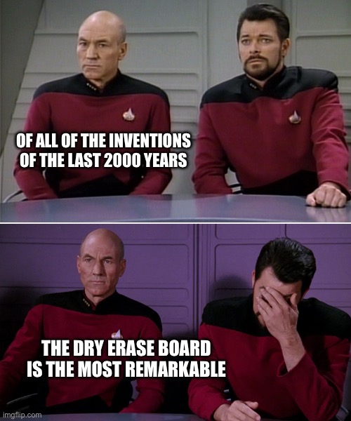 Picard Riker listening to a pun Imgflip