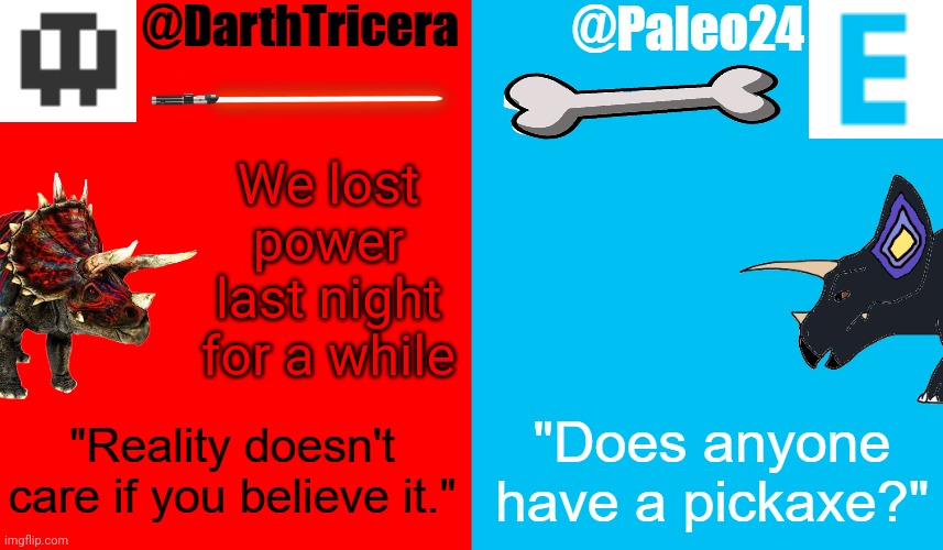 Image tagged in darthtricera and paleo24 announcement template Imgflip