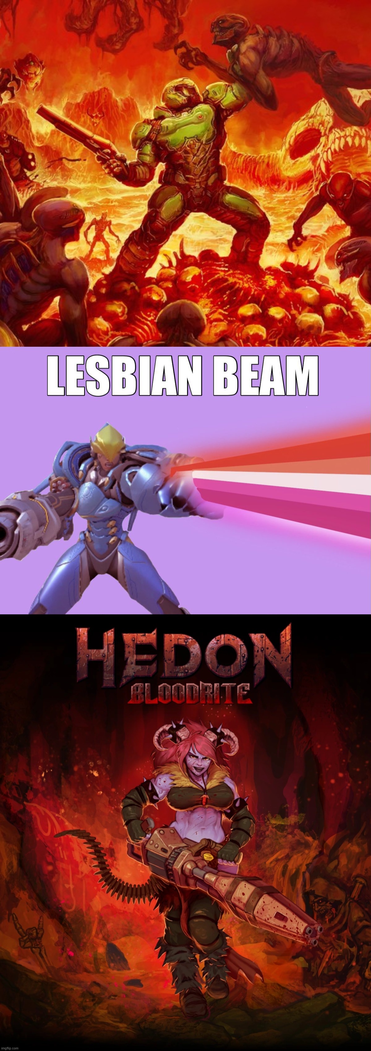 Image tagged in doom,lesbian beam,hedon bloodrite Imgflip