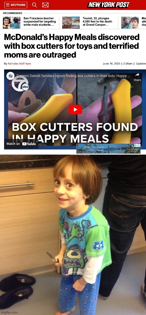 Image tagged in kid with knife Imgflip