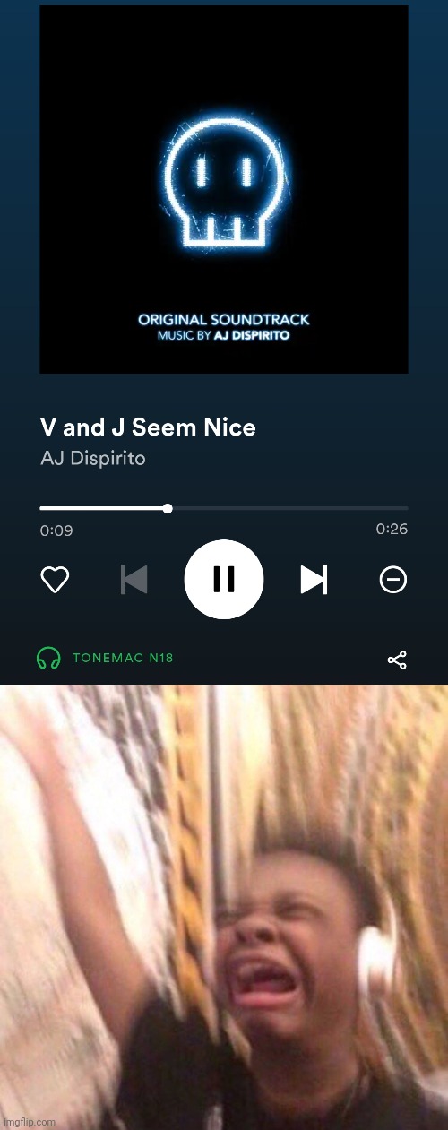 Image tagged in kid listening to music screaming with headset Imgflip