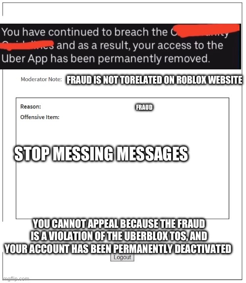 banned from ROBLOX Imgflip