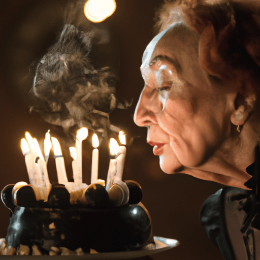 Old lady blowing out birthday cake candles Blank Template Imgflip