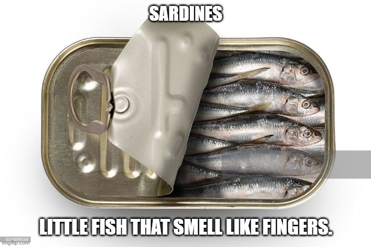 SARDINES...little fish that smell like fingers. Imgflip