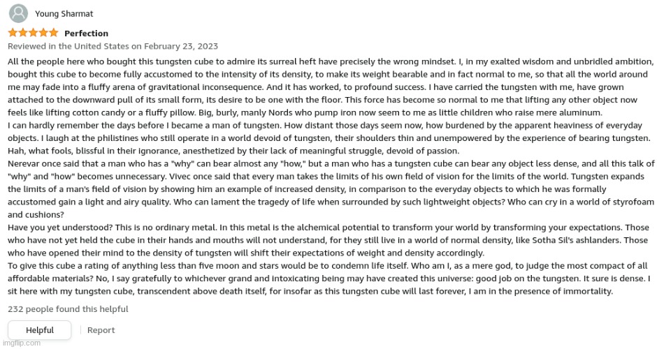 Tungsten cube review Imgflip