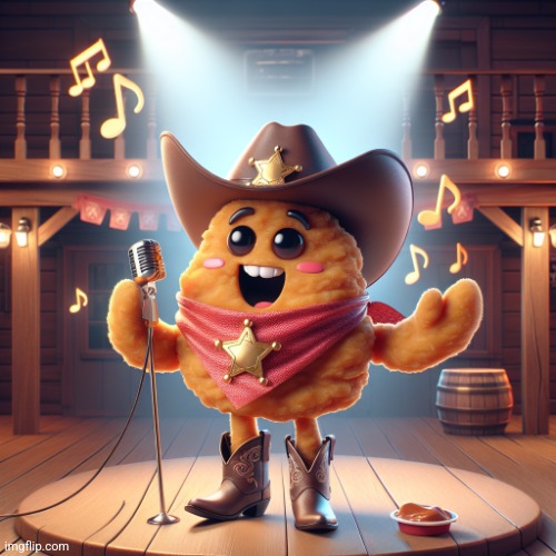 A cowboy chicken nugget singing cotton eye joe Imgflip