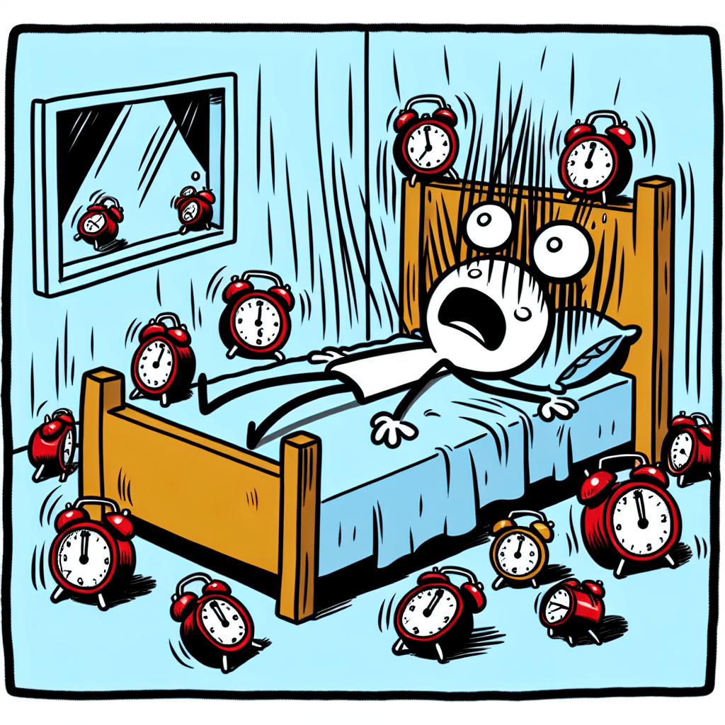 stick figure in bed surrounded by 15 alarm clock Blank Template Imgflip