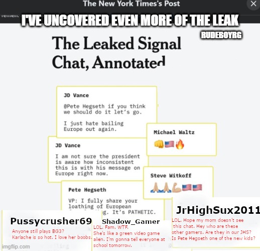 Real Signal Leak with Pete Hegseth Uncovered - Imgflip