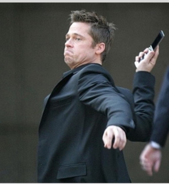 Brad Pitt throwing phone Blank Template Imgflip